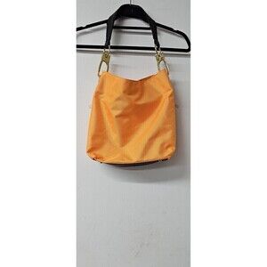 BRACIANO Orange Lined Inside Deviders And Zipper Pocket Snap Button Purse Bag